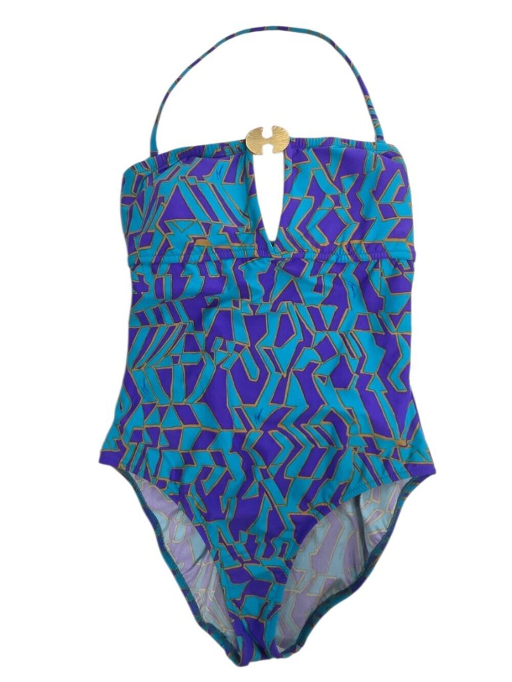 Trina Turk One Piece Swimsuit, Halter, Open Back, Resortwear, Size L